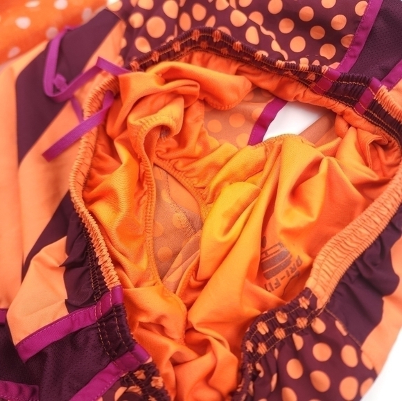 Nike Dry Fit Orange Purple Dot Stripe Women's Shorts Sz M - Picture 8 of 11